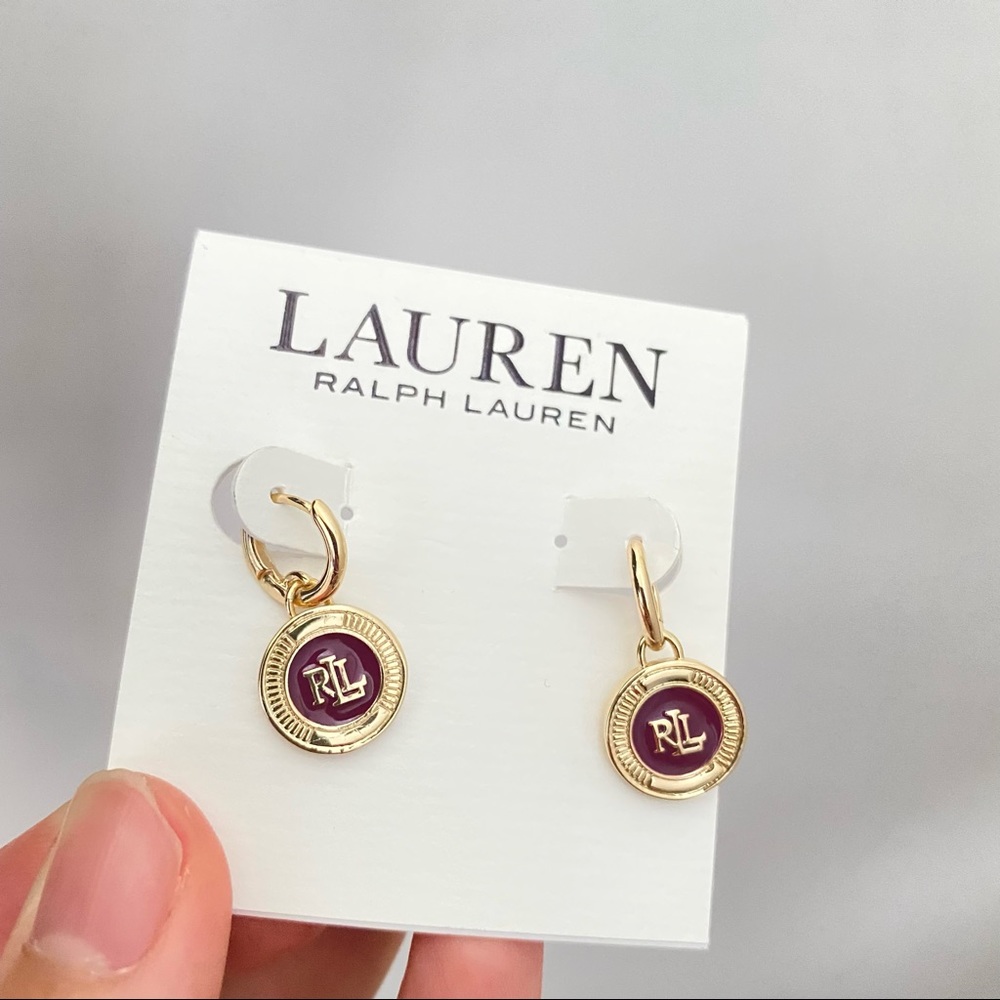 Ralph Lauren Lauren Enamel logo Monogram drop earrings
